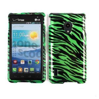 ACCESSORY HARD SNAP ON CASE COVER FOR LG LUCID 2 VS870 GLOSS GREEN BLACK ZEBRA: Cell Phones & Accessories