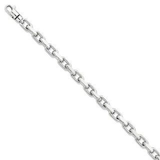 14k White Gold 8.5in 6.2mm Polished Fancy Men's Link Bracelet. Metal Wt  37.34g: Jewelry