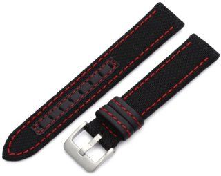 Hadley Roma Men's MSM848RQ 180 18 mm Black Genuine 'Kevlar' with Red Stitching Watch Strap: Watches