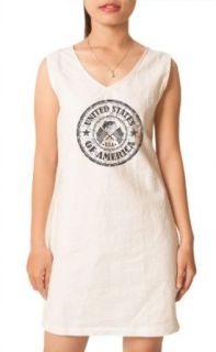 Vietsbay Women's Country Nation Grunge Rubber Stamp V Neck Mini Dress at  Womens Clothing store