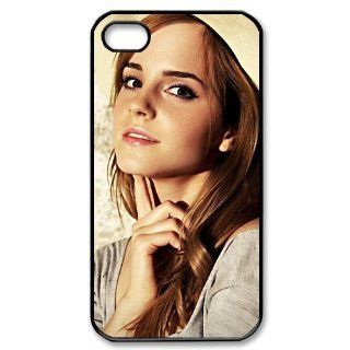 Custom The Elegant "Emma Watson" Printed Hard Protective Black Case Cover for Apple iPhone 4,4s DPC 2013 16494: Cell Phones & Accessories