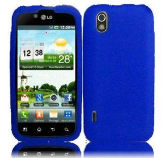 Blue Soft Silicone Gel Skin Cover Case for LG Ignite 855 Marquee LS855 Sprint LG855 Boost L85C NET10 Straight Talk Optimus Black P970 L85C Majestic US855 US Cellular: Cell Phones & Accessories