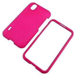 Hot Pink Rubberized Protector Case for LG Marquee LS855 Cell Phones & Accessories