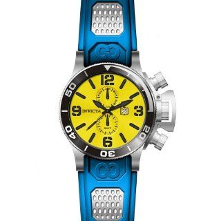 Invicta Corduba GMT Yellow Dial Stainless Steel Blue Rubber Mens Watch 80210: Invicta: Watches