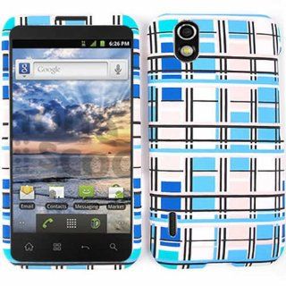 ACCESSORY MATTE COVER HARD CASE FOR LG MARQUEE / IGNITE LS 855 BLUE WHITE BLOCKS: Cell Phones & Accessories