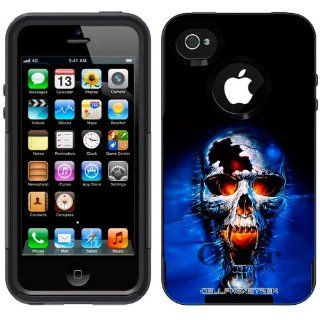 Otterbox Commuter Series Blue Creepy Skull on Black Hybrid Case for iPhone 4 & 4S Cell Phones & Accessories