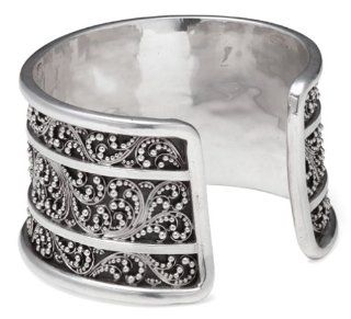 Sterling Silver Granulated Cuff Bracelet by Lois Hill: Jewelry