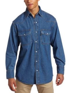 Key Apparel Men's Long Sleeve Western Snap Denim Shirt: Button Down Shirts: Clothing