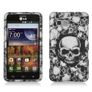 Aimo Wireless LGLS860PCLMT237 Durable Rubberized Image Case for LG Mach LS860   Retail Packaging   White Skulls Cell Phones & Accessories