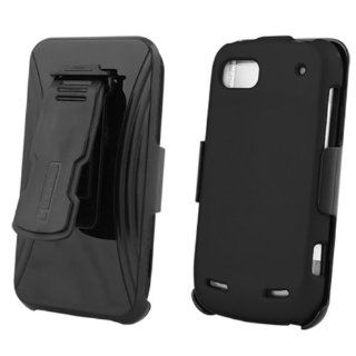 Boost Mobile ZTE Warp Sequent N861 Black Cover Case + Kickstand Belt Clip Holster + Naked Shield Screen Protector: Cell Phones & Accessories