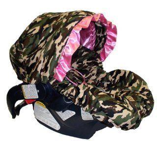Infant Car Seat Cover Fabric: Daddy Camo with Pink Ruffle Canopy : Baby