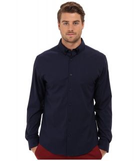 Elie Tahari Steve Shirt Mens Long Sleeve Button Up (Navy)