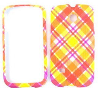 Huawei Ascend 2 M865 Pink and Yellow Plaid Hard Case/Cover/Faceplate/Snap On/Housing/Protector: Cell Phones & Accessories