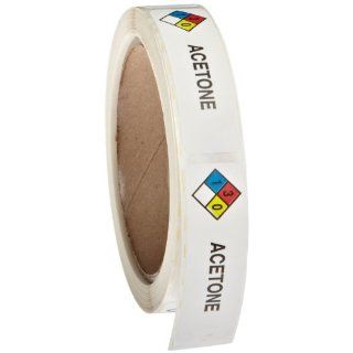 Roll Products 163 0003 Litho Removable Adhesive HMIG Label with 4 Color Imprint, Acetone, 2 1/2" Length x 3/4" Width, For Identifying and Marking, White (Roll of 250): Industrial & Scientific