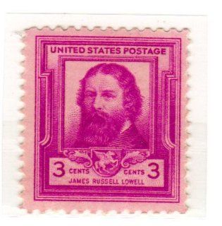 Postage Stamps United States. One Single 3 Cents Bright Red Violet, Famous Americans Issue, Poets, James Russell Lowell, Stamp Dated 1940, Scott #866.: Everything Else