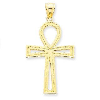 14k Gold Ankh Cross Pendant: Jewelry