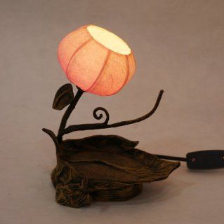Mulberry Rice Paper Ball Handmade Twig Leaf Design Art Shade Red Round Globe Lantern Brown Asian Oriental Decorative Accent Home Decor Bedside Rustic Bedroom Mini Table Desk Lamp: Home Improvement