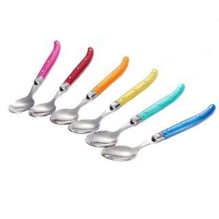 CuCut Stainless Steel Coffee / Dessert / Ice Cream Spoon with Colourful Handle, Set of 6: Kitchen & Dining
