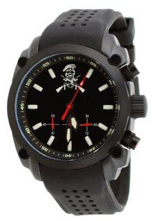 Military Special Forces Men's Black IP Silicone Strap Military Spec Chronograph Watch: Watches