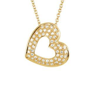 Lux Yellow Gold 1/4 Ctw Diamond Heart Necklace: Pendant Necklaces: Jewelry