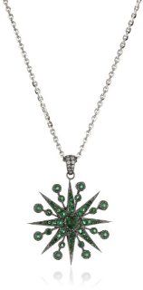 Colette Steckel "Galaxia" 18k Gold Green Starburst Pendant Necklace with Chain: Jewelry