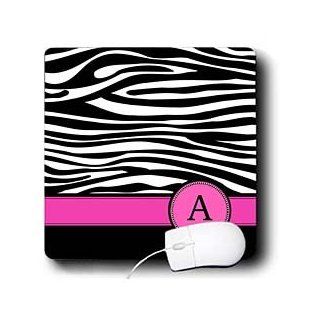 mp_154272_1 InspirationzStore Monograms   Letter A monogrammed on black and white zebra stripes animal print with hot pink personal initial   Mouse Pads : Office Products