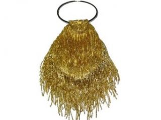 LS899 gold Beaded Handmade Gold Evening Handbag Purse bag: Clothing