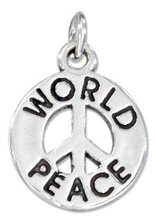Sterling Silver Peace Sign "World Peace" Charm: Jewelry