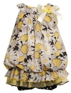 Bonnie Jean Baby 3M 9M Sleeveless Daisy Print Foil Dot Mesh Bubble Dress: Newborn Easter Dress For Girls: Clothing