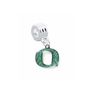 Oregon Ducks PREMIUM GLITTER Charm with Connector "Classic & Original Style"   Fits: Pandora, Troll, Biagi & More! Perfect For Custom Bracelets, Necklaces and DIY Jewelry: Jewelry