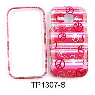 Samsung Galaxy Indulge R910 Transparent Design, Peace Signs and Hearts on Pink Hard Case/Cover/Faceplate/Snap On/Housing/Protector: Cell Phones & Accessories