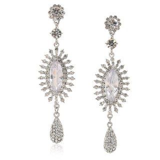 Celebrity Earrings; Large drop Sun and pear drop style Swarovski crystals earring. Great Gift for Her. Colour : Topaz on 14K gold platng; Party Pieces for the season; Choose colour option in "Metal Type" drop box below.: Dangle Earrings: Jewelry