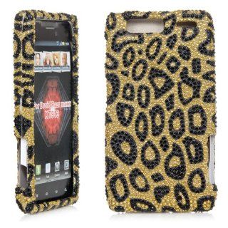 iSee Case Bling Rhinestone Crystal Full Cover Case for Motorola Droid RAZR Maxx XT913 XT 916 (XT913 Bling Gold Leopard): Cell Phones & Accessories