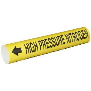 Brady 4195 C Bradysnap On Pipe Marker, B 915, Black On Yellow Coiled Printed Plastic Sheet, Legend "High Pressure Nitrogen": Industrial Pipe Markers: Industrial & Scientific