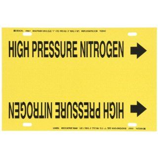 Brady 4195 F Brady Strap On Pipe Marker, B 915, Black On Yellow Printed Plastic Sheet, Legend "High Pressure Nitrogen": Industrial Pipe Markers: Industrial & Scientific