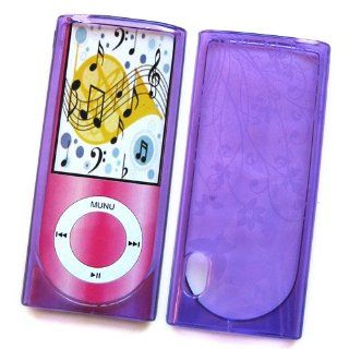 Apple iPod Nano 5th Generation Crystal Silicone Skin Case Transparent Purple Butterfly Garden Pattern Design : Electronics : MP3 Players & Accessories