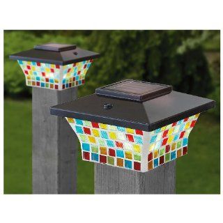 2 Pk. of CASTLECREEK Solar Mosaic Post Lights : Wall Porch Lights : Patio, Lawn & Garden