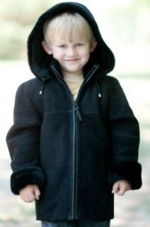Children's Kadin Shearling Sheepskin Jacket with Detachable Hood: Clothing
