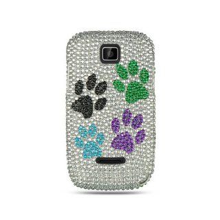 Silver Dog Paw Bling Gem Jeweled Crystal Cover Case for Motorola Theory WX430: Cell Phones & Accessories
