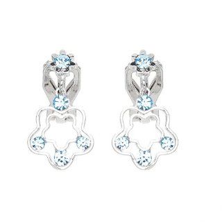 Glamorousky Cutie Flower Non Piercing Earrings with Blue Swarovski Element Crystals (896): Glamorousky Jewelry: Jewelry