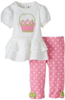 Hartstrings Baby Girls Newborn Flower Basket Cotton Interlock Tunic And Legging Set: Clothing
