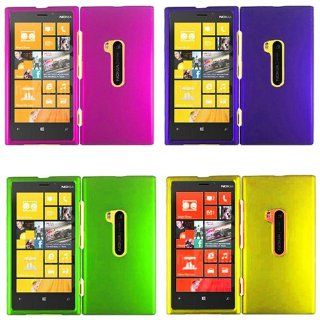iFase Brand Nokia Lumia 920 Combo Rubber Purple + Rubber Rose Pink + Rubber Neon Green + Rubber Yellow Protective Case Faceplate Cover for Nokia Lumia 920: Cell Phones & Accessories