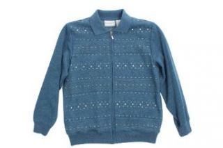 Alfred Dunner Eye Candy Zip Up Sweatshirt Jacket Denim 8P: Clothing