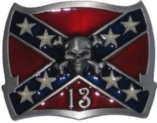 Confederate Flag Skull 13 Belt Buckle: Clothing