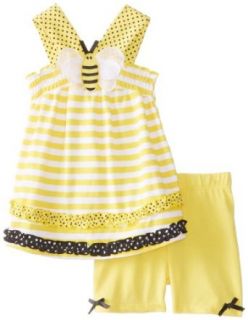 Young Hearts Baby Girls Infant 2 Piece Bee Short Set, Yellow, 18 Months: Clothing