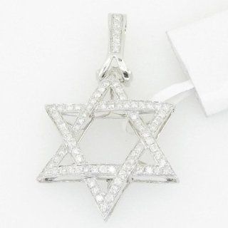 Mens 14K gold 1.33 diamond pendant charm jewish hebrew star hamsa luck chai hai: Jewelry