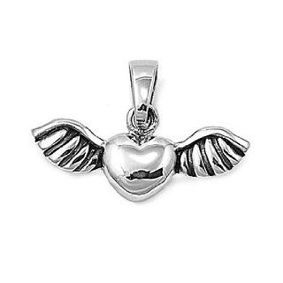 Silver Heart W/ Wings .925 Sterling Silver Pendant Necklace: Jewelry