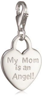 VINANI brand Germany 925 Sterling Silver Charm Pendant Heart shiny Inscription "My Mom is an Angel" HHM Jewelry