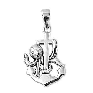 Octopus Anchor Pendant Sterling Silver 925: Jewelry