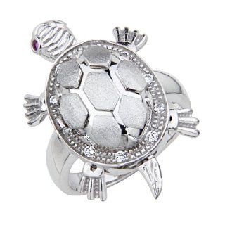 .925 Sterling Silver CZ Mother Turtle Womens Fancy Ring: The World Jewelry Center: Jewelry